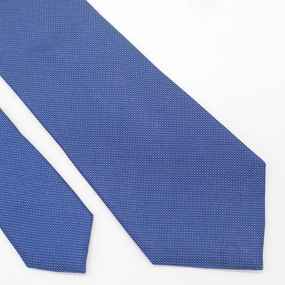 Calvin Klein Blue‎ Woven Check Skinny Silk Tie - Picture 1 of 6